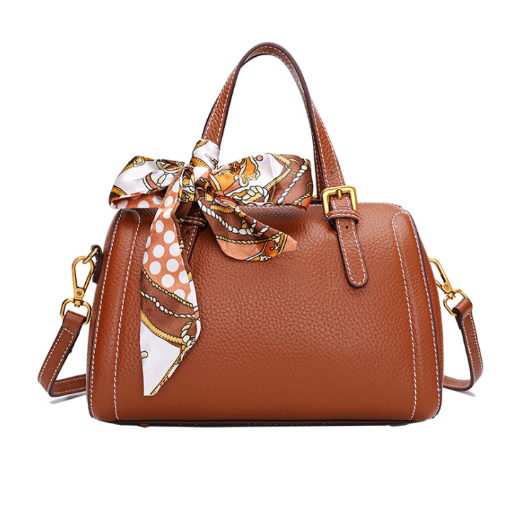 Leather Boston Bag - Vintage Crossbody Handbag