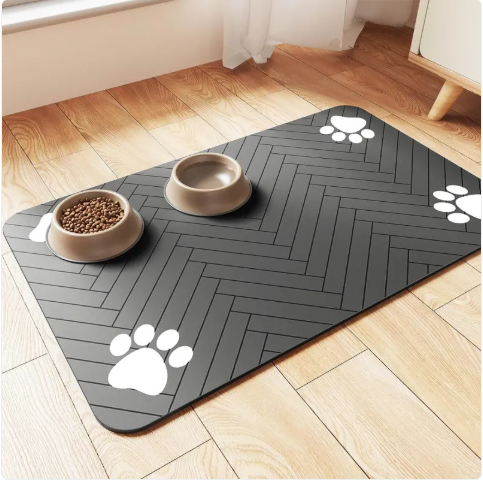 Pet Cat And Dog Eating Diatom Ooze Floor Mat Feeding Splash-proof Household Water-absorbing Quick-drying