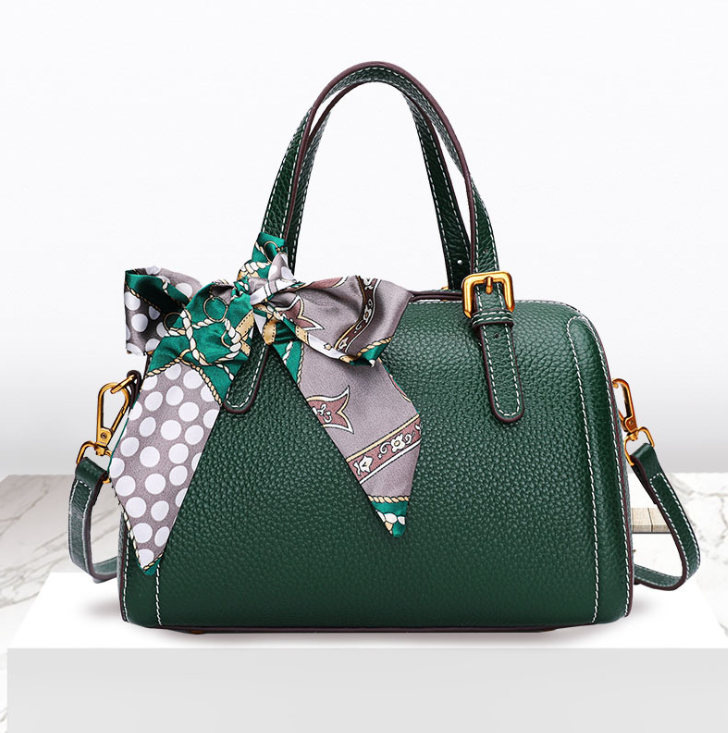 Leather Boston Bag - Vintage Crossbody Handbag