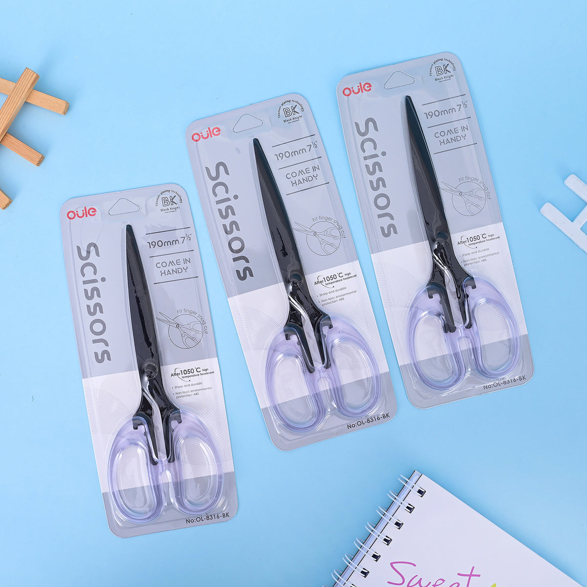 Large Household Scissors with Transparent Handle