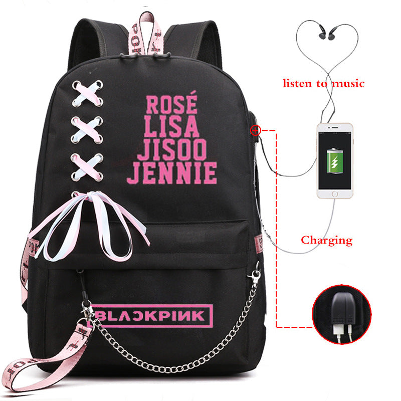 Korean Style USB Charging Large-capacity Backpack