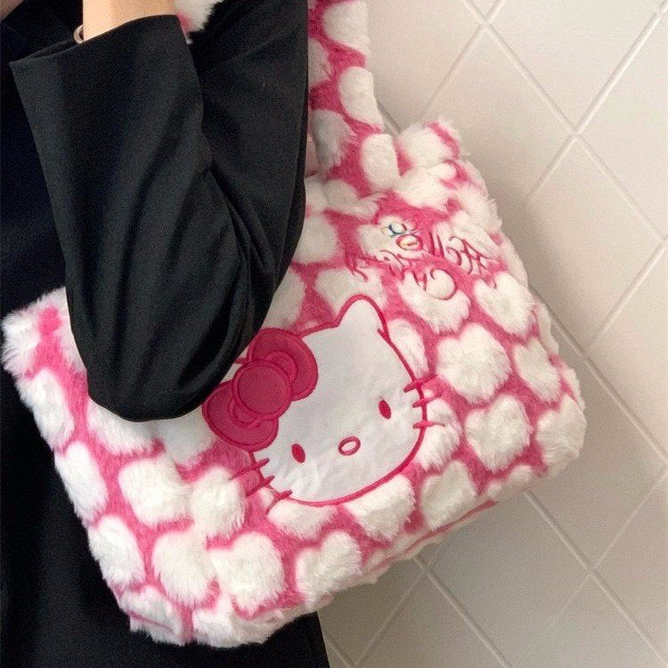 Cute Plush Hello Kitty Shoulder Handbag for Girls