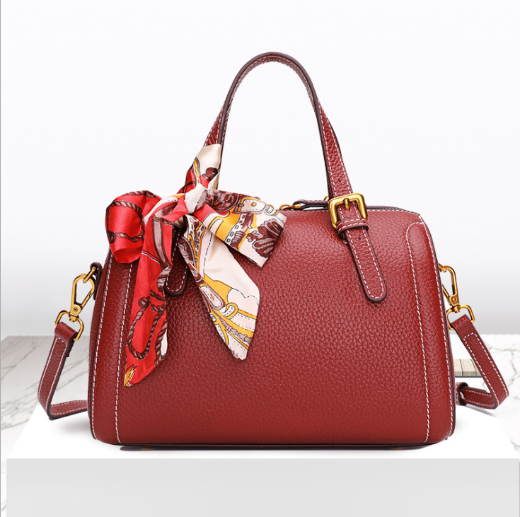 Leather Boston Bag - Vintage Crossbody Handbag