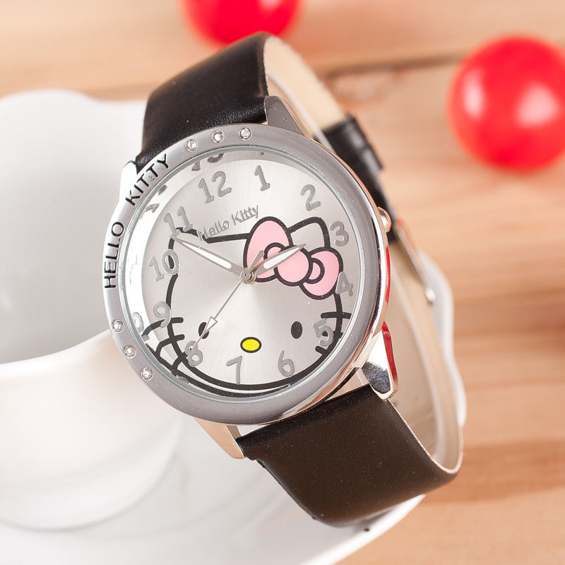 Kids' Hello Kitty Quartz Watch with Leather Strap