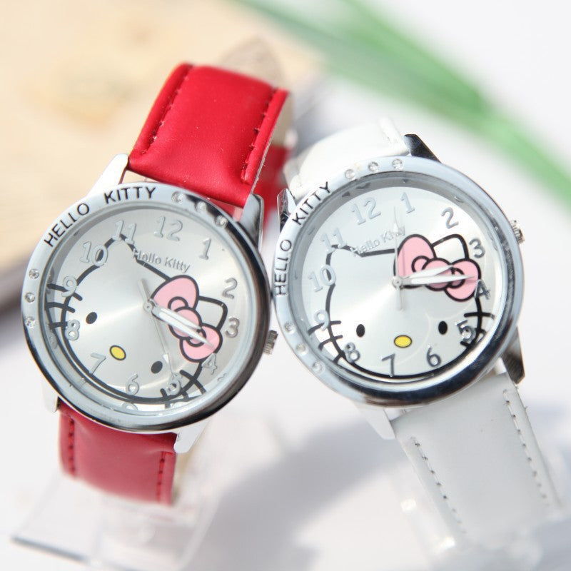 Kids' Hello Kitty Quartz Watch with Leather Strap