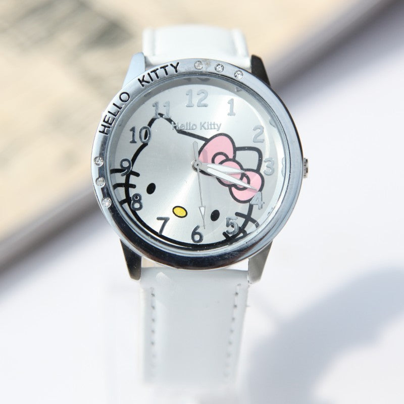 Kids' Hello Kitty Quartz Watch with Leather Strap