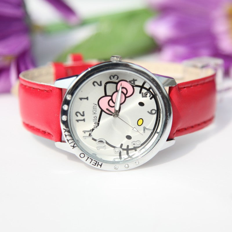 Kids' Hello Kitty Quartz Watch with Leather Strap