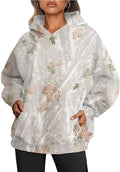 Oversized Women's Camouflage Hoodie with Maple Leaf Print