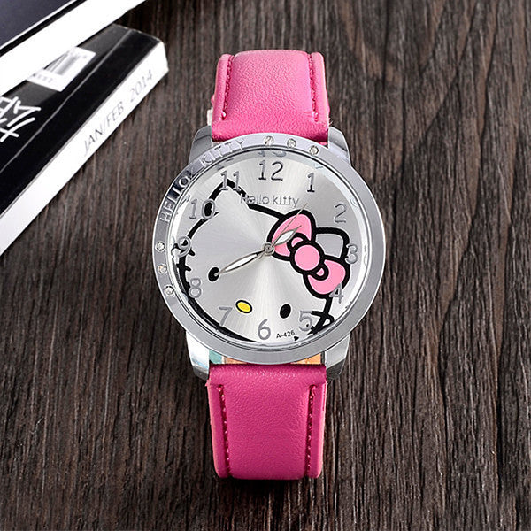 Kids' Hello Kitty Quartz Watch with Leather Strap