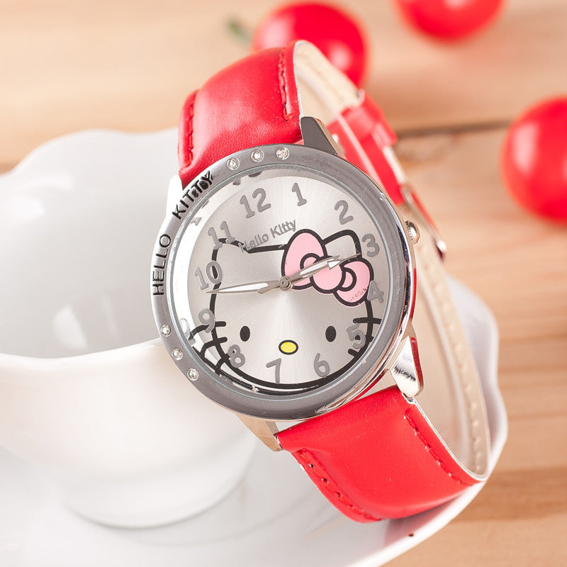 Kids' Hello Kitty Quartz Watch with Leather Strap