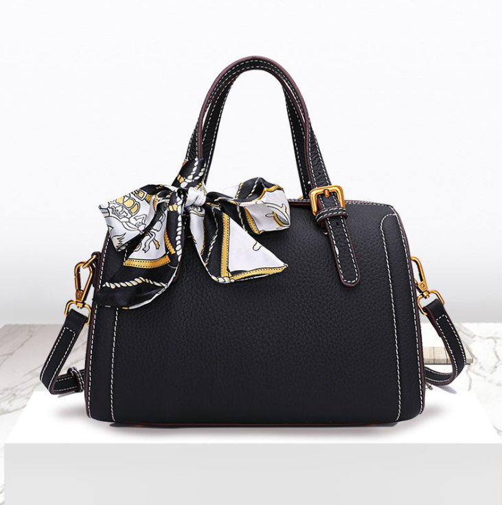 Leather Boston Bag - Vintage Crossbody Handbag